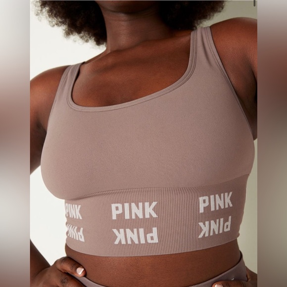 VS Pink Iced Coffee Seamless Sports Bra & Seamless High Waist Leggings - Picture 5 of 13